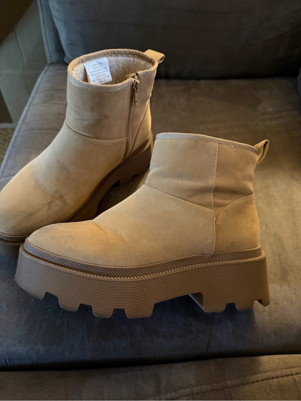Universal Thread Chunky Platform Ankle Boots in Tan